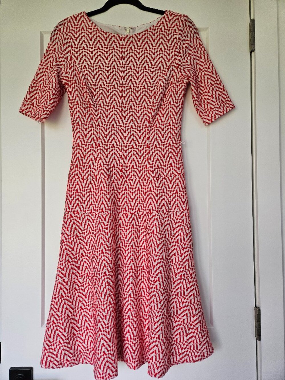 Red white patterned dress